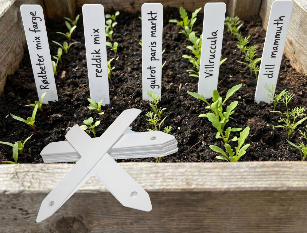 Merkepinner 20-pakning – Slitesterke planteetiketter i spesialplast 12cm